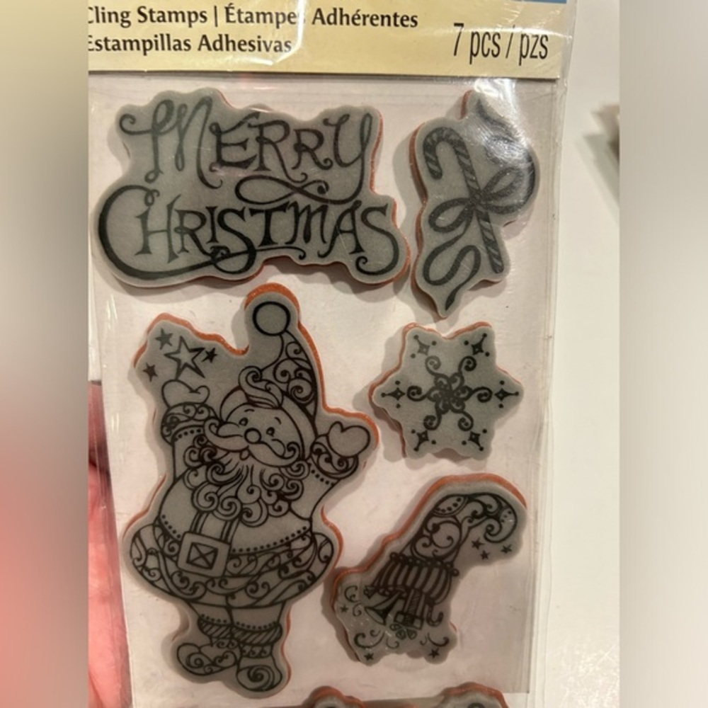 RECOLLECTIONS CHRISTMAS SANTA RUBBER CLING STAMP SET OF 7 BRAND NEW